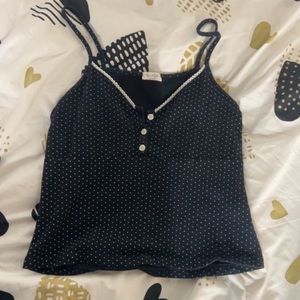 y2k blue polka dot top